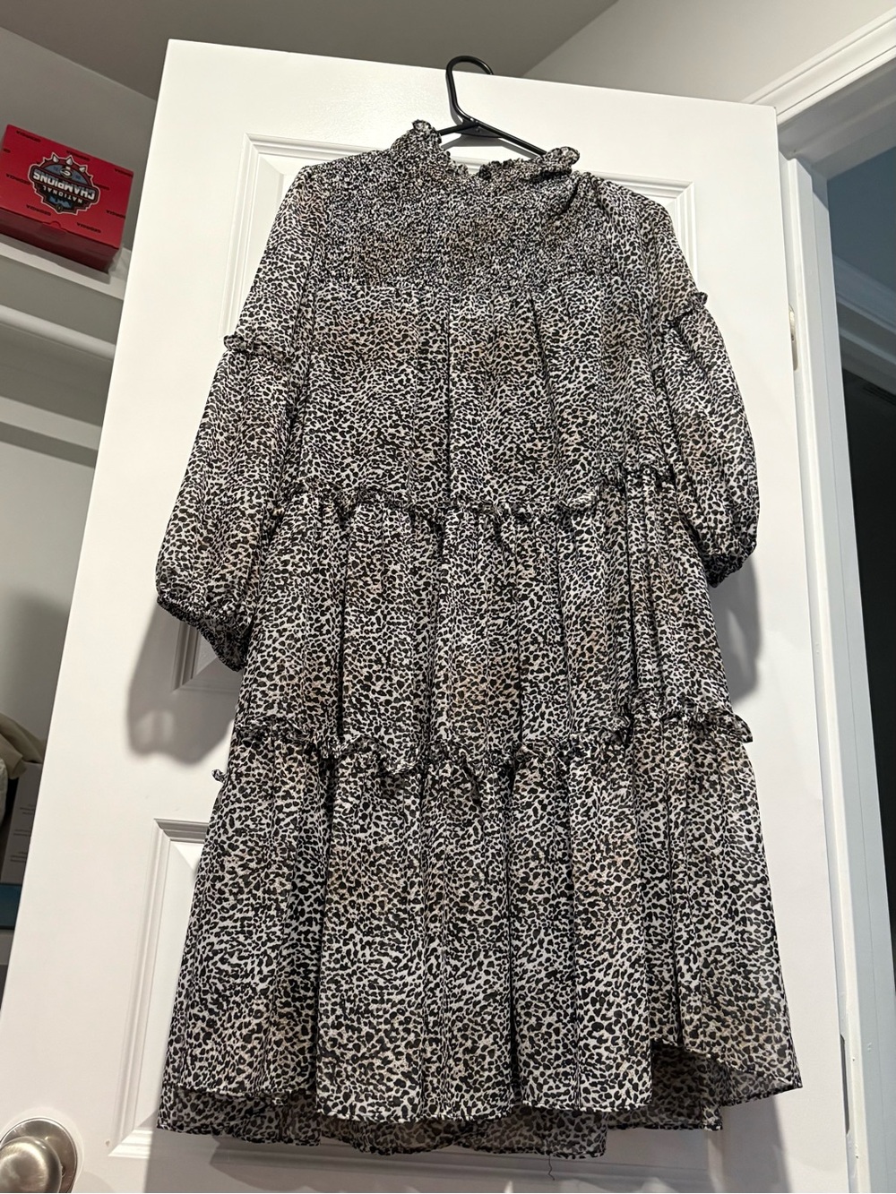 Just...Taylor Black and Cream Printed Women's Dress
